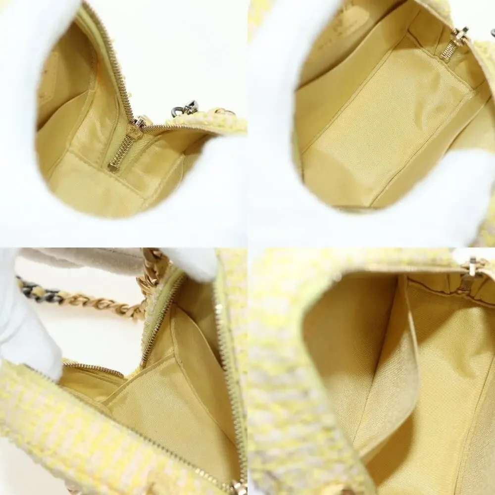 Chanel Chain Shoulder Bag Yellow Canvas